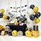 Graduation Party Balloons – Class of 2026 Black & Gold Balloon Set with “We Are So Proud of You” Banner, Grad Cap Foil Balloon, Star Balloons & Hanging Swirls Decor Kit